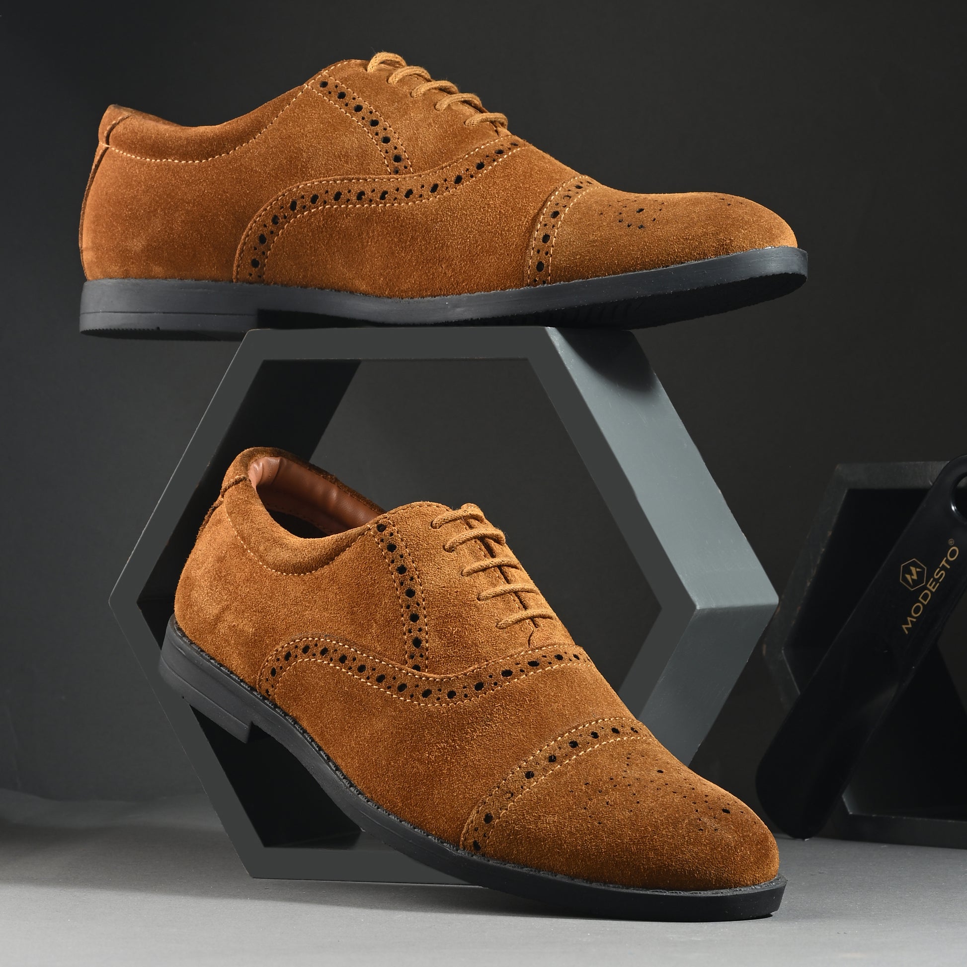 Men's Stylish Formal Alford Suede Dress Shoes - Tan Modesto Shoes Men's Stylish Formal Alford Suede Dress Shoes - Tan Modesto Shoes
