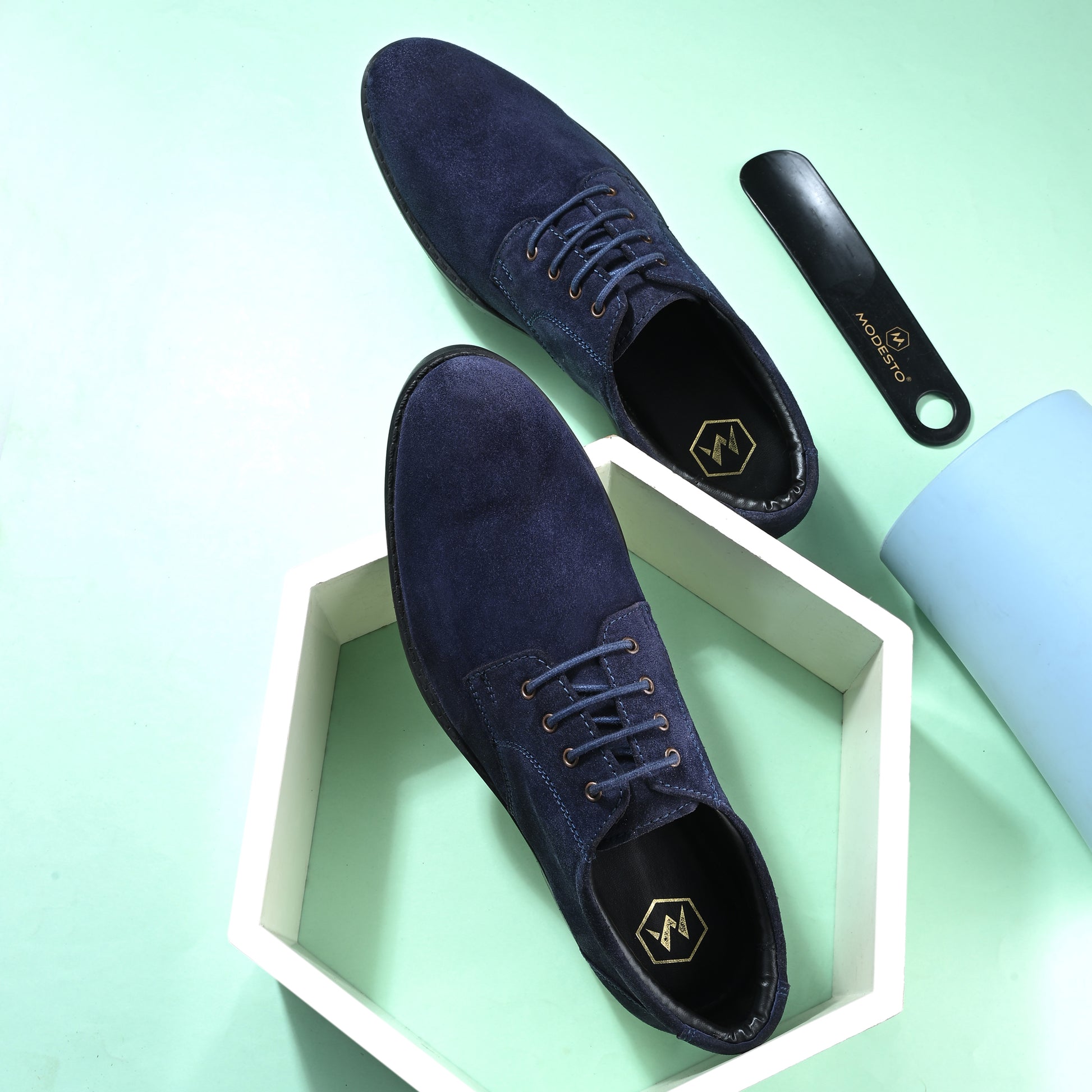 Premium Duston suede Men's Formal Dress Shoes - Blue Modesto Shoes Premium Duston suede Men's Formal Dress Shoes - Blue Modesto Shoes