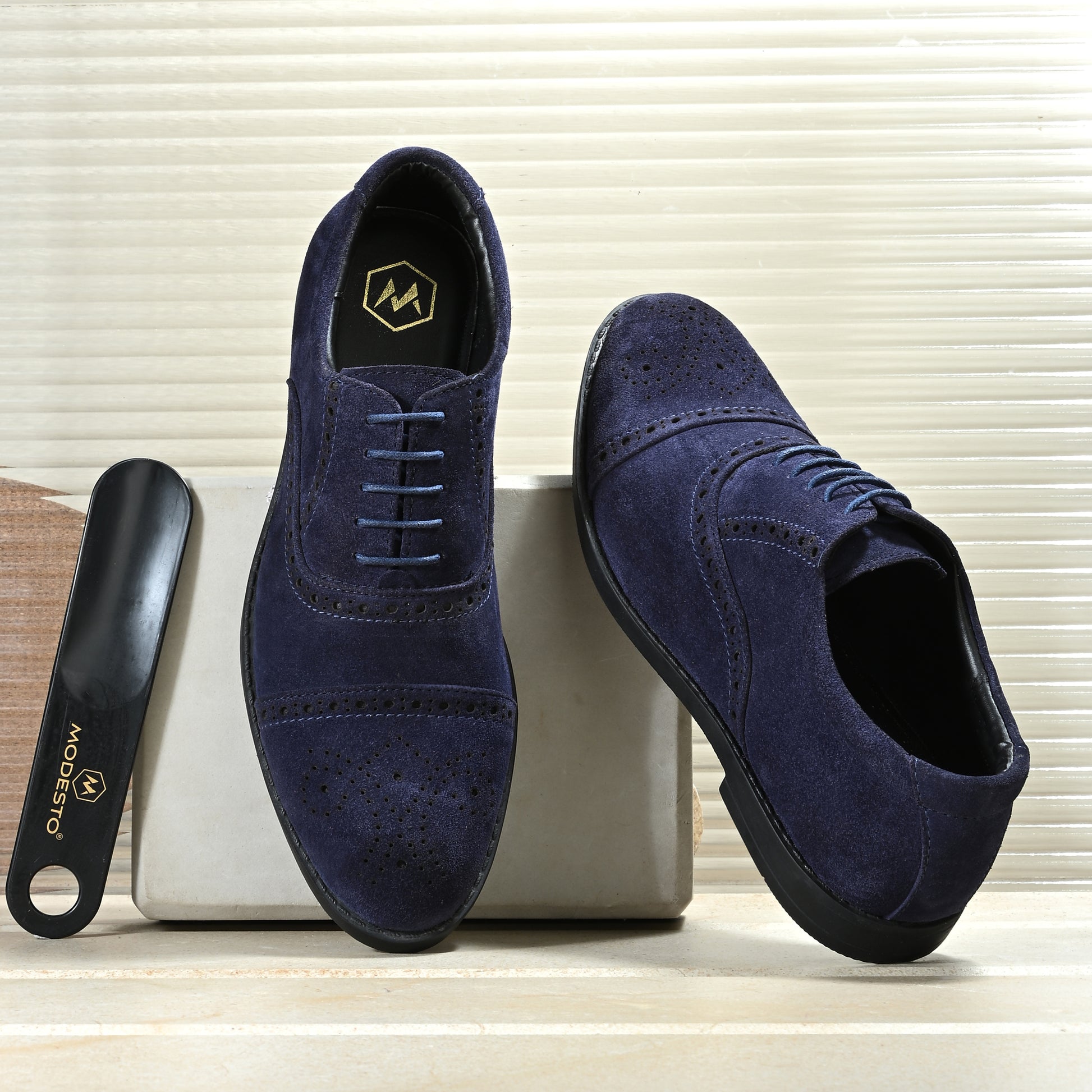 Men's Stylish Formal Alford Suede Dress Shoes - Blue Modesto Shoes Men's Stylish Formal Alford Suede Dress Shoes - Blue Modesto Shoes